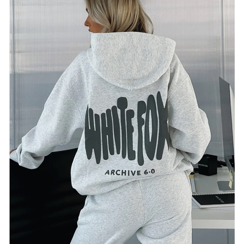 White Fox Boutique Gray Hoodie Sweater
